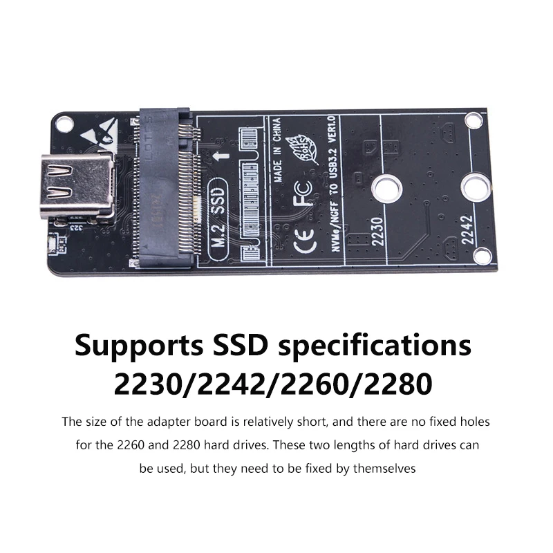 Adaptateur M.2 vers Type-C NVMe, 20Gbps, NGFF, USB 3.2, Isabel 2, boîtier SSD, 2230, 2242, 2260/2280, Windows, Linux, Macbook