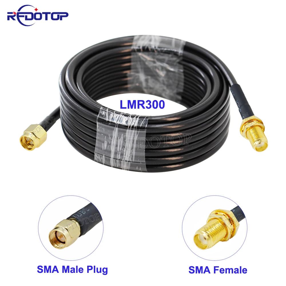 

LMR-300 50-5 SMA Male Plug to SMA Female Connector WiFi Antenna Extension Cord LMR300 50 Ohm RF Coaxial Pigtail Jumper Cable