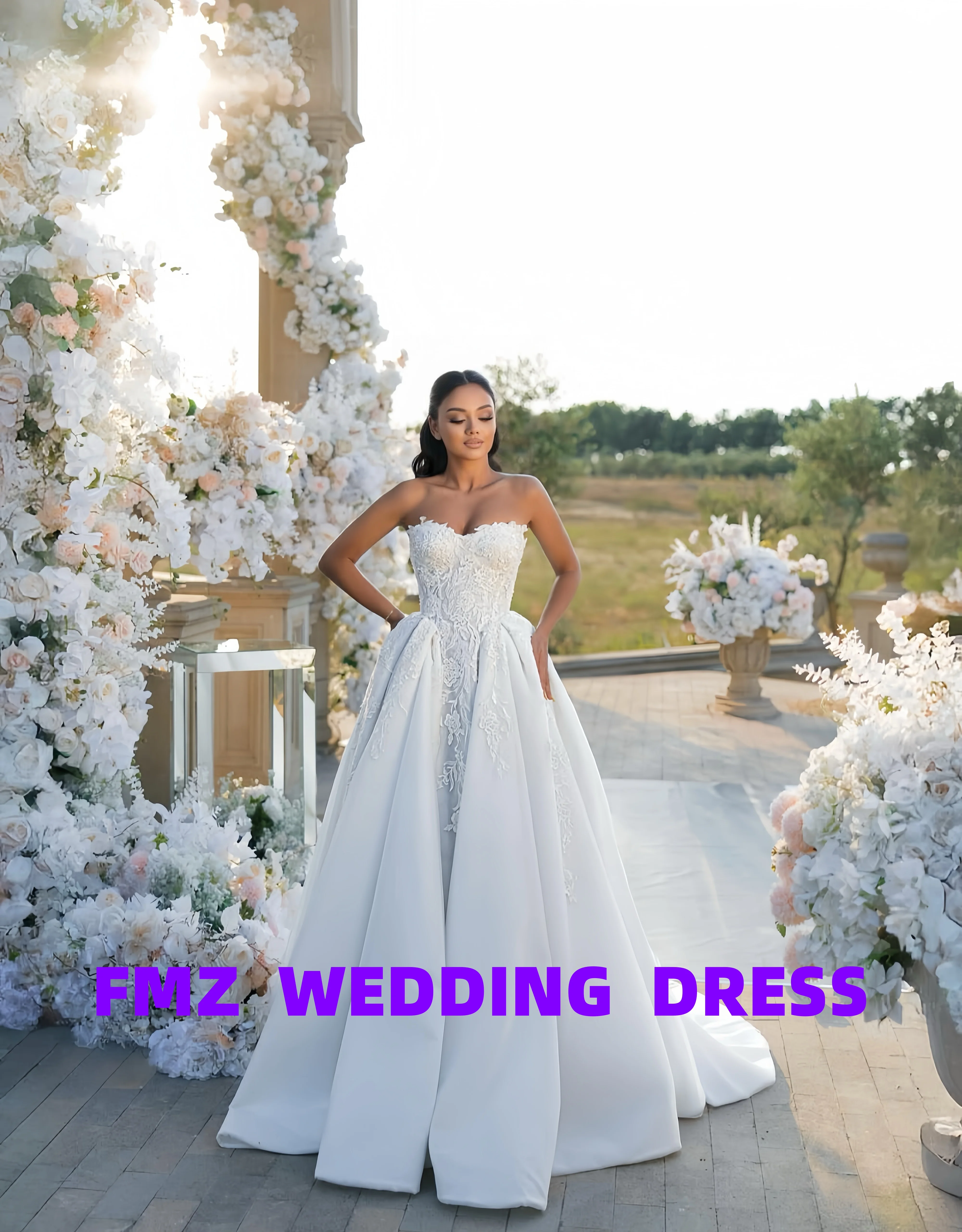 Customized strapless sleeveless A-LINE elegant vestidos de novia wedding dress vestidos para mujer robe de mariee