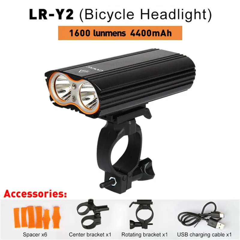 CXWXC Front Light for Bicycle Rechargeable Aluminum Rainproof Bright LED 1000LM/1600LM Cycling Flashlight Headlight Bike Lamp