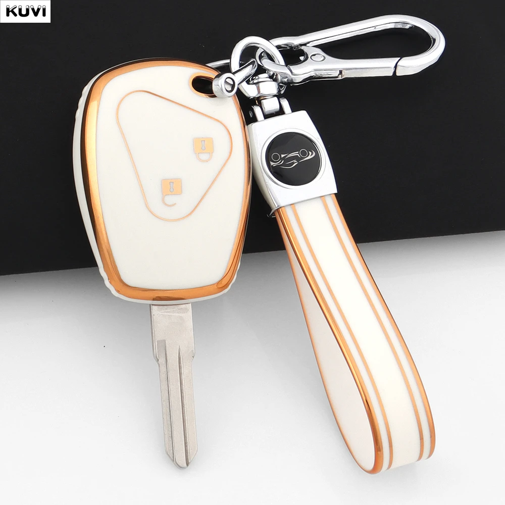 2 Button TPU Car Key Case Cover For Renault Trafic Clio Duster Logan Dacia sandero For Nissan Terrano Almera Holder Fob Keychain