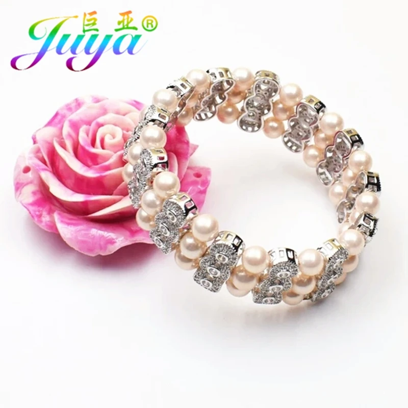 Juya 18K Gold Plated Copper Beadwork Jewelry Spacer Bars Accessories For DIY Natural Stone Pearl Bracelet Necklace Making