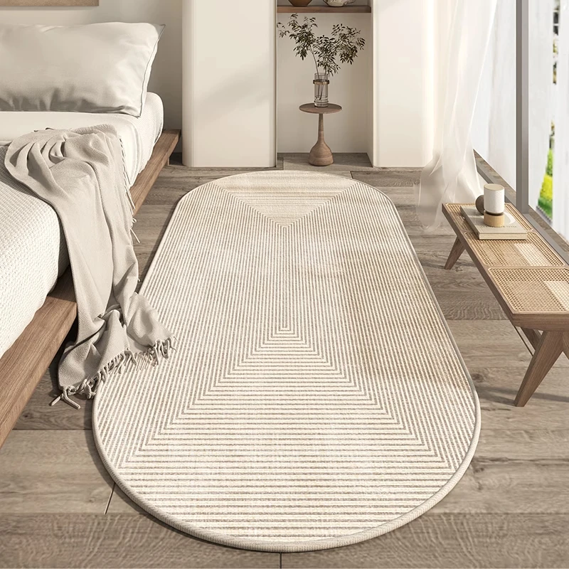 

Bedroom Bedside Carpet Modern Simple Style Beige Floor Mat High Quality Short Pile Non-slip Wear-resistant Easy To Care Rugs 양탄자