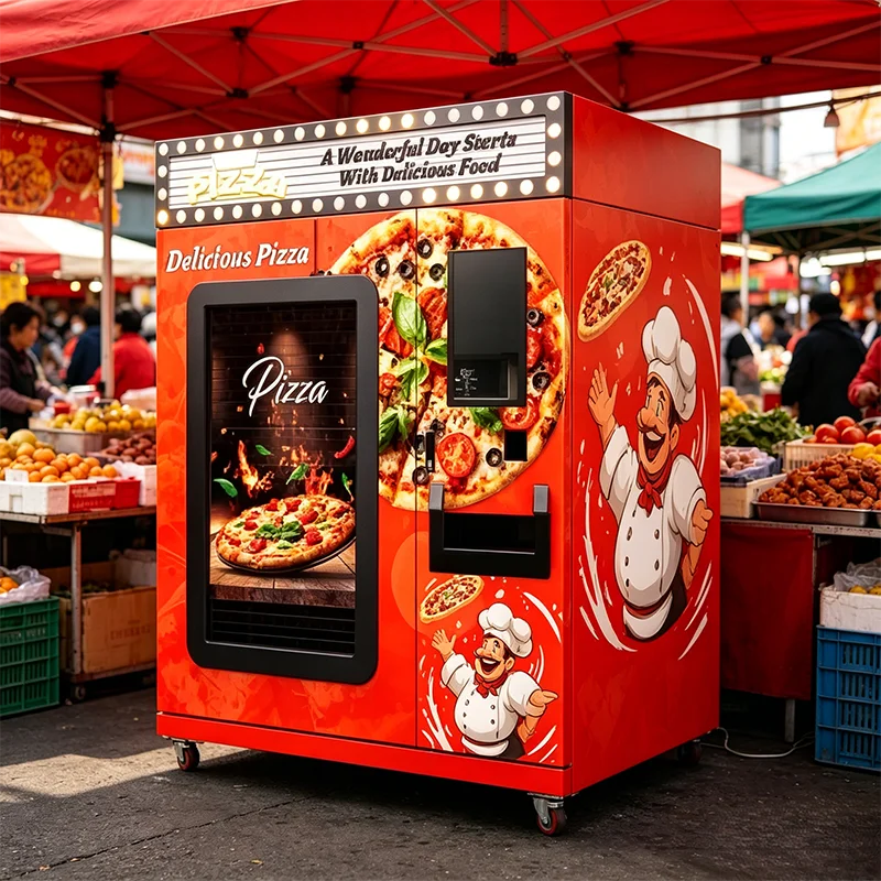 Automatic Pizza Vending Machine with Touchscreen Remote Monitoring Multiple Payment Options 20-150 Capacity