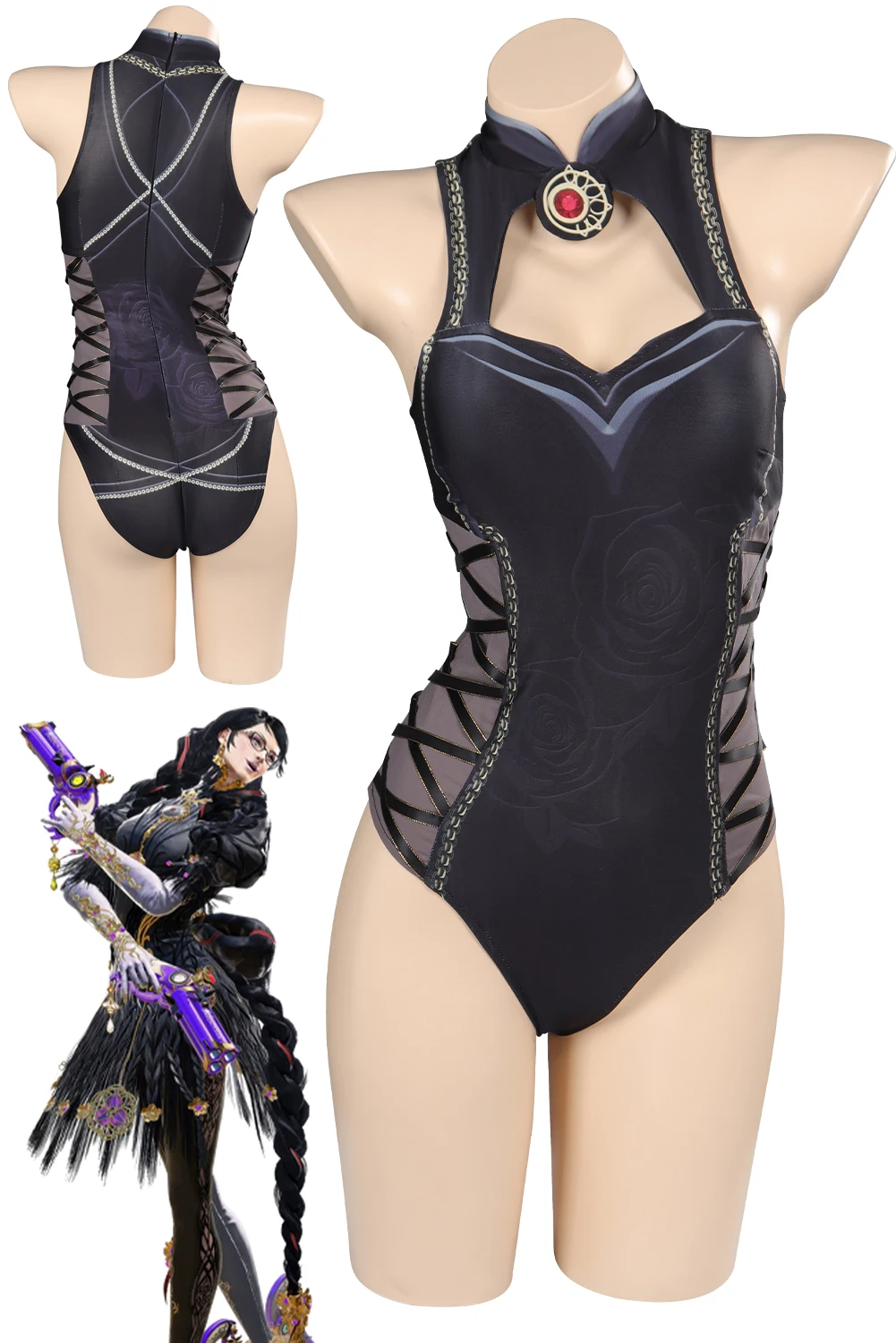 Bayonetta Cosplay Sexy Maiô Verão Mulheres Traje Jogo Roleplay Swimwear Praia Biquíni Fantasia Vestido Festa Pano Role Playing