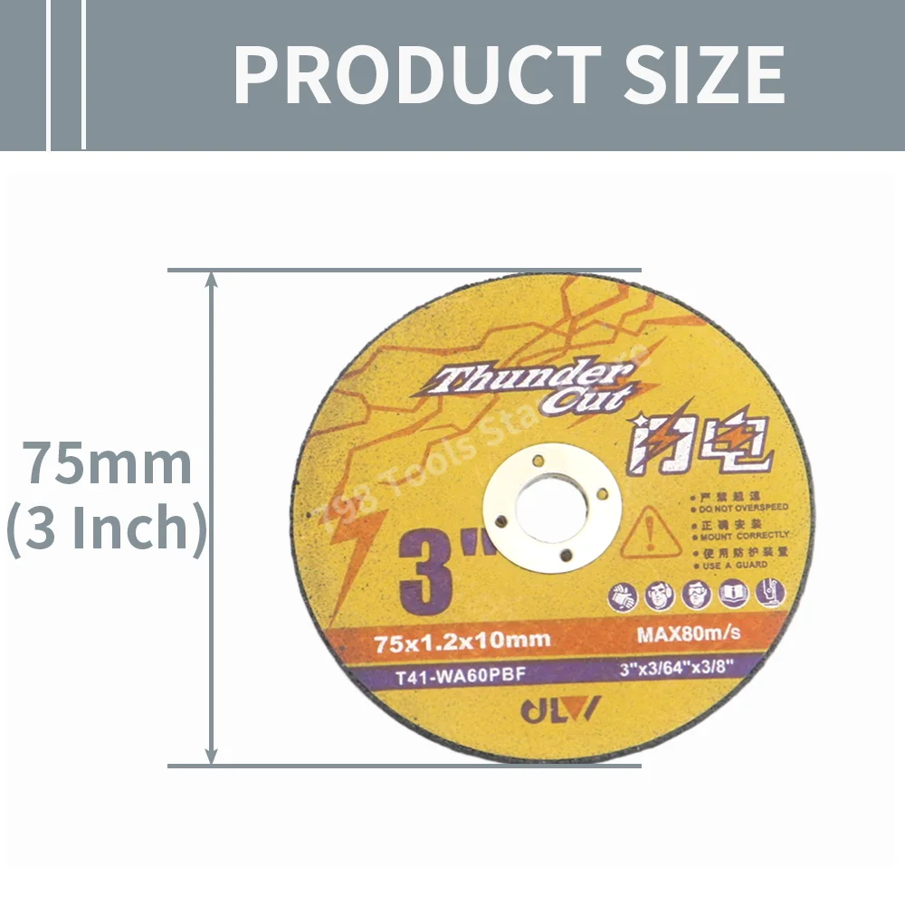 10PCS 3 Inch Metal Cutting Discs 75mm Circular Resin Cut Off Wheels 10mm Bore Angle Grinder Accessories for Wood Metal PVC Cut