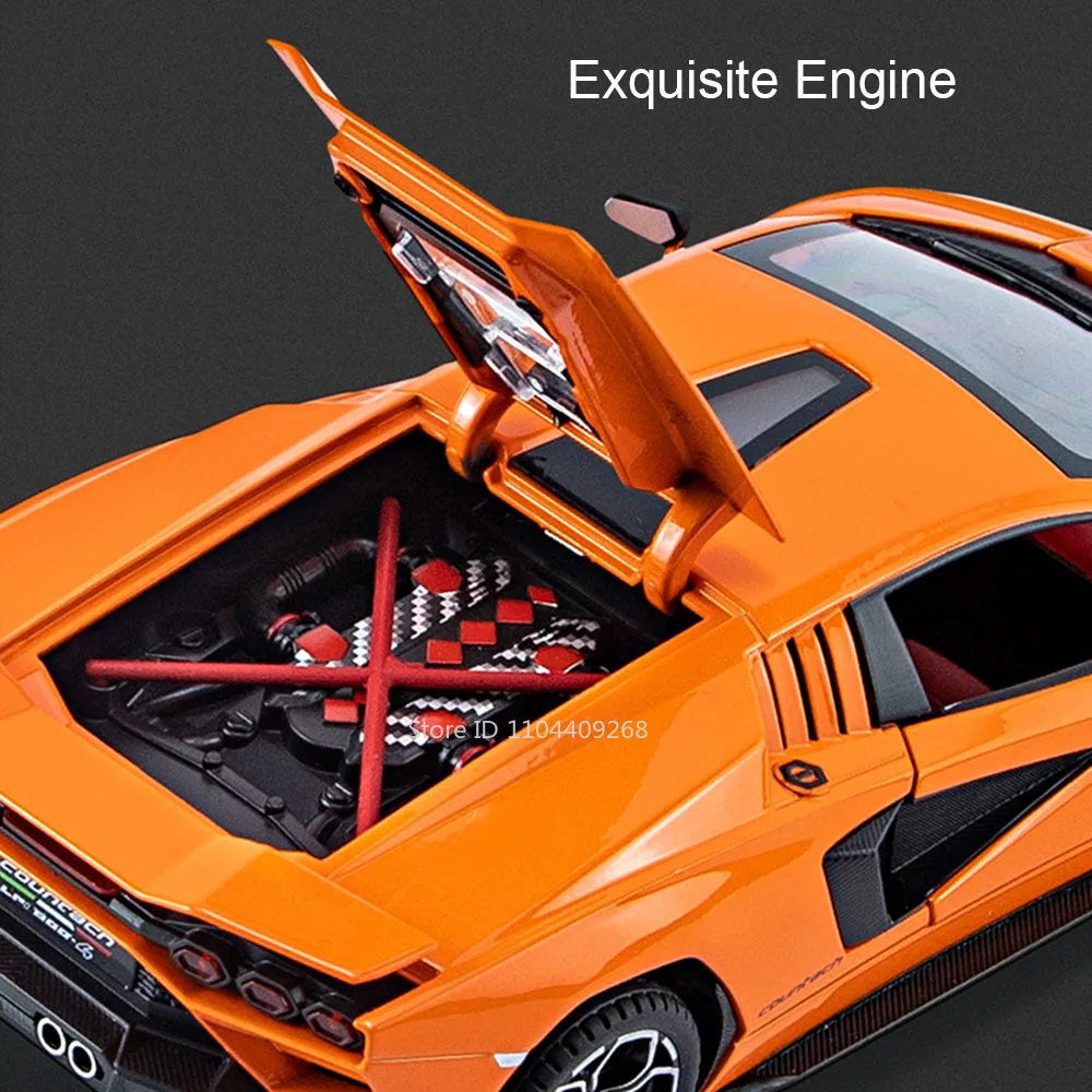 1:24 ランボルギーニ カウンタック LPI800-4 ベネーノ おもちゃの車 モデル サウンド ライト プルバック リフトテールウィング ミニチュア車両 子供向けお土産ギフト