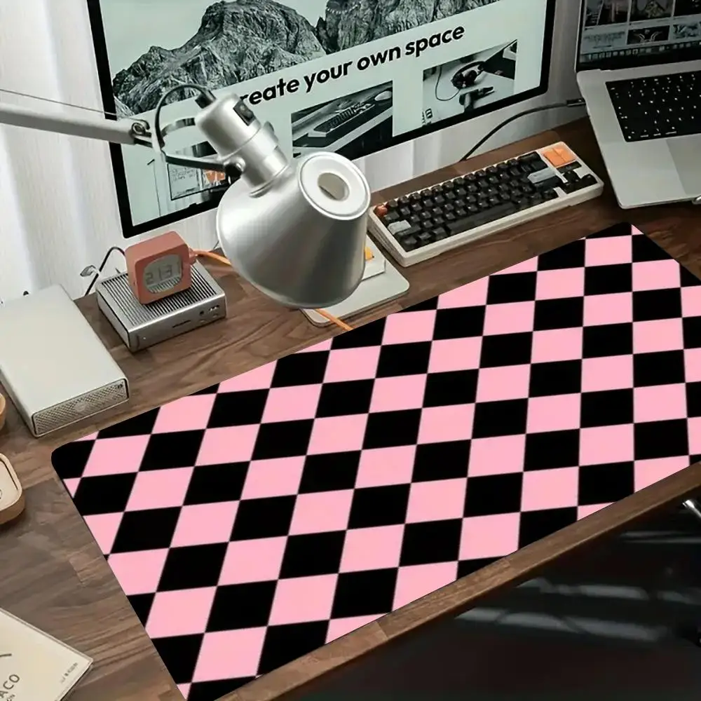 Kawaii Checker Pattern table mat laptop office desktop large size keyboard accessories mousepad