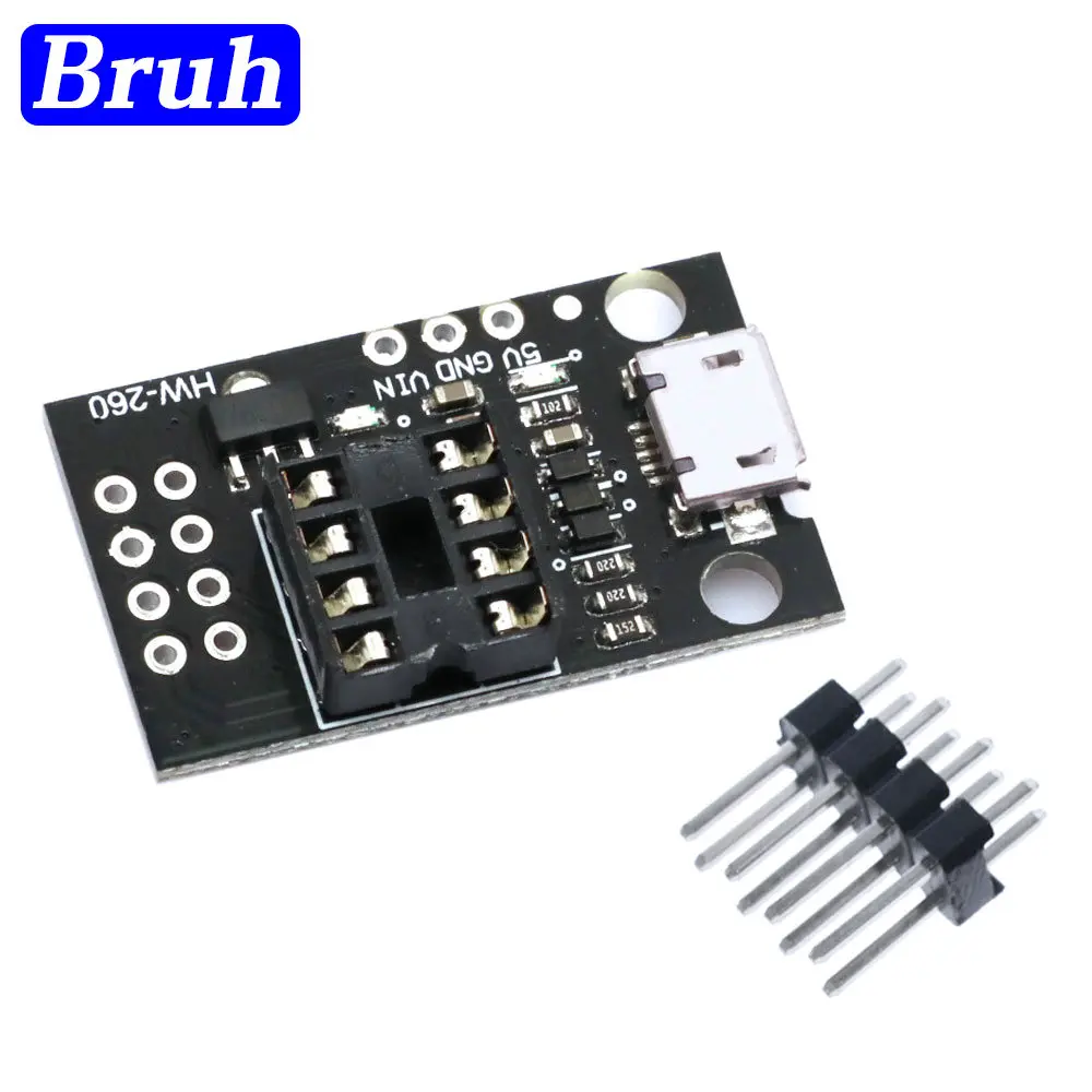 Pluggable Development Board For ATtiny13A/ATtiny25/ATtiny45/ATtiny85 Programming Editor Micro Usb Power Connector