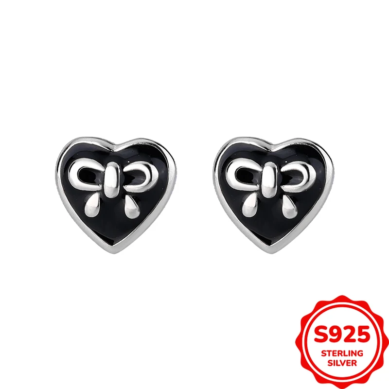 

Изысканные и элегантные женские серьги в форме сердца с бантом из настоящего серебра S925 пробы