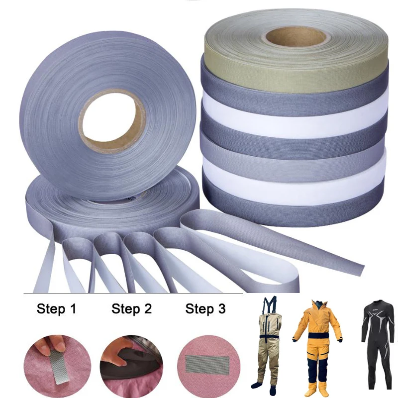 50 meters Feet Iron on Seam Sealing Tape Hot Melt 3-Layer Waterproof Wetsuit Repair Patch for Clothing Wader Rain Jacket Pants