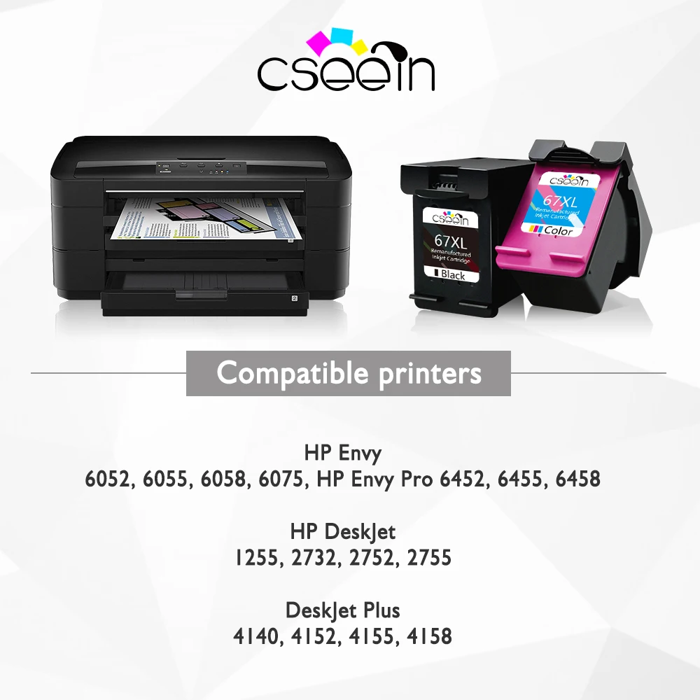 VODAINFO TECH-cartucho de tinta Befon 67XL, Compatible con impresora HP67 Deskjet 2774, 4120, 4122, 4125, 4135, 4136