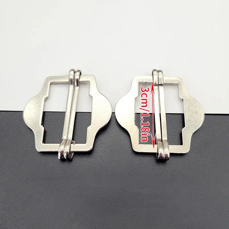 3PCS Metal Two Slides Tri-Glide Buckles For Suit Vest Shoulder Leather Bag Strap Belt Slider Adjustment Rectangle Buckle