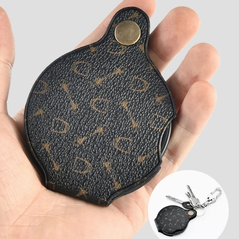 A2UD Glass 15X Folding Pocket Magnifier with Leather Protective Case Foldable Reading Glass