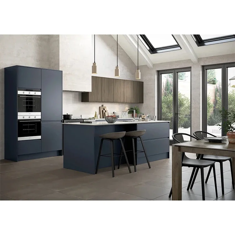 Modular RTA Kitchen Cabinets Standard Modern European Black Kitchens Cabinet With 2 Pac Painting