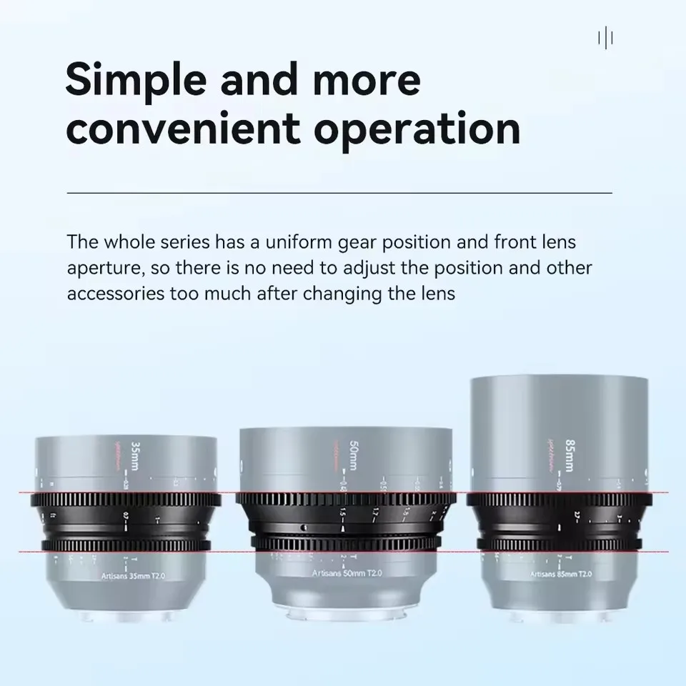 Original 7artisans 35mm 50mm 85mm T2.0 Camera Lens Full Frame 310° Ultra Long Focus Cine Custom Professional Lens For Sony Nikon