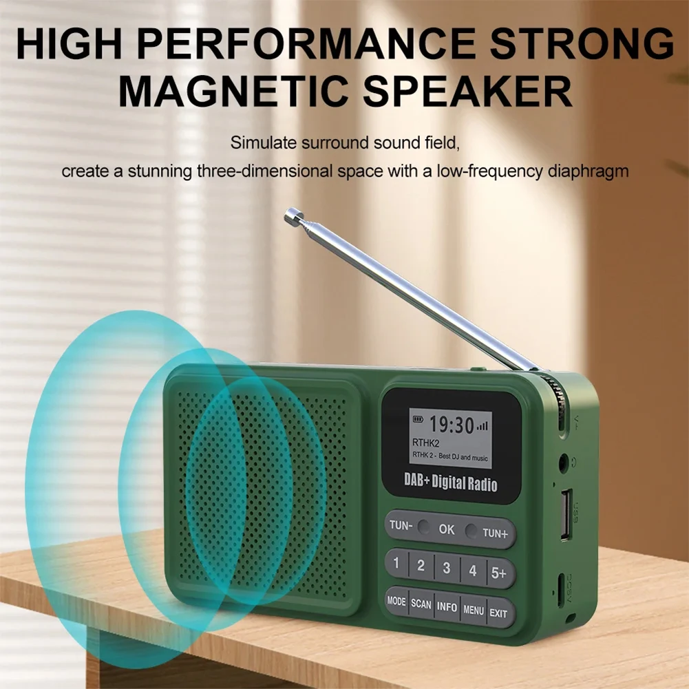 Portable DAB+ Digital Radio Bluetooth-Compatible Solar Powered/Rechargable Loudspeaker LCD Display Emergency Radio Receiver