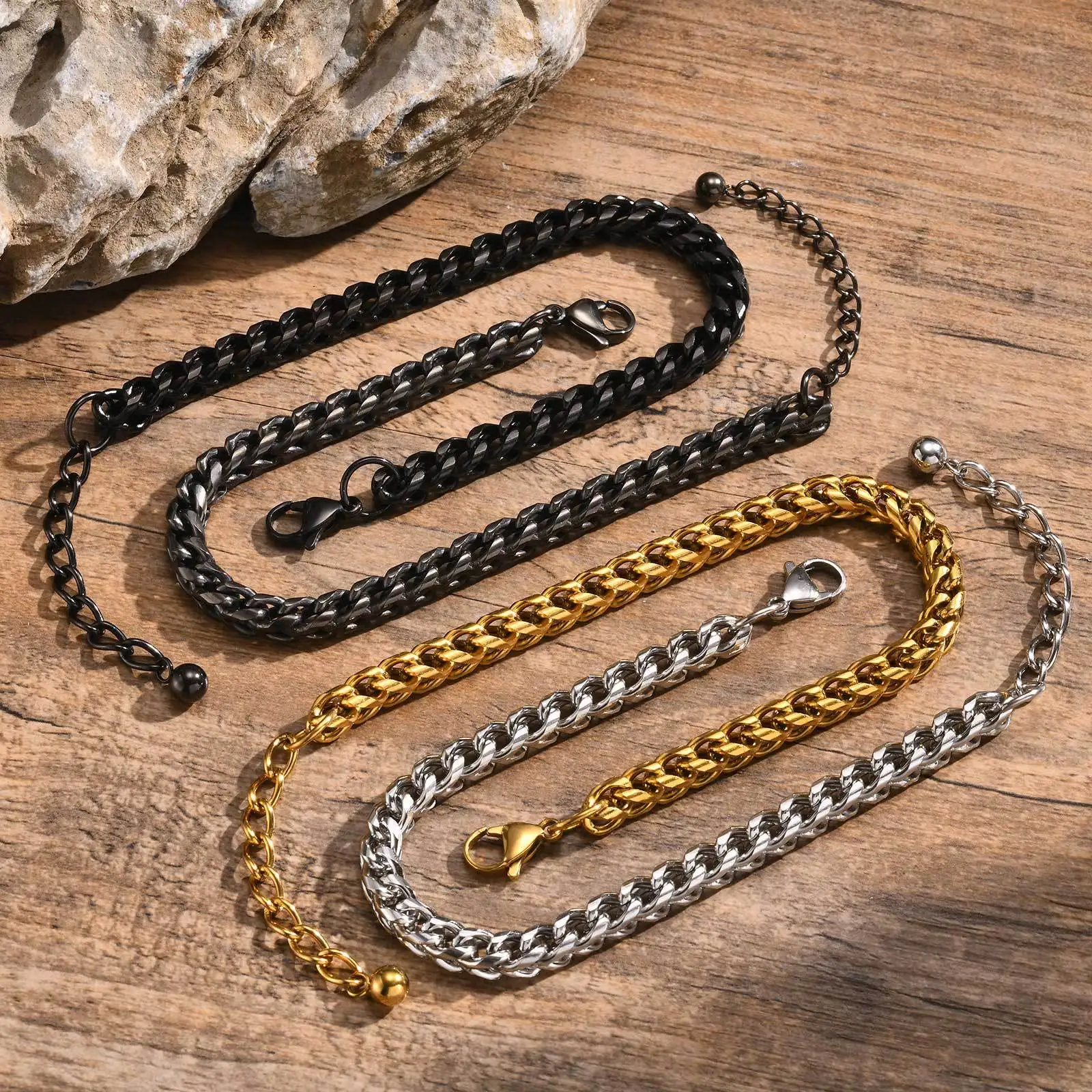Men's Women Jewelry Stainless Steel Keel Figaro Chain Bracelet 6mm 8.26''+5cm Fashion Gifts BR-2016