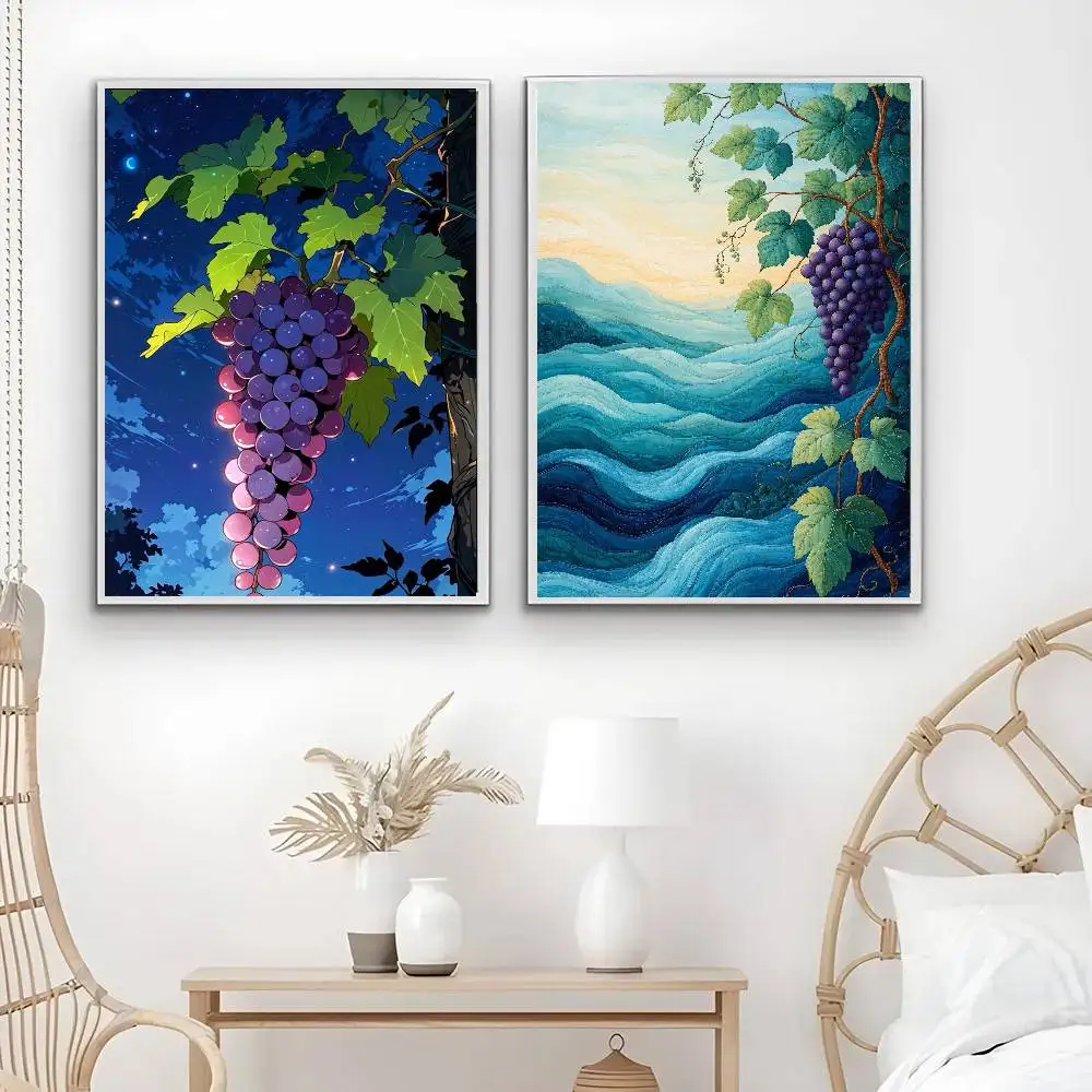 Flower Purple Grape Posters Living Room Bar Cafe Quality Canvas Vintage Style Comics Painting Art Home Wall Decor Picture