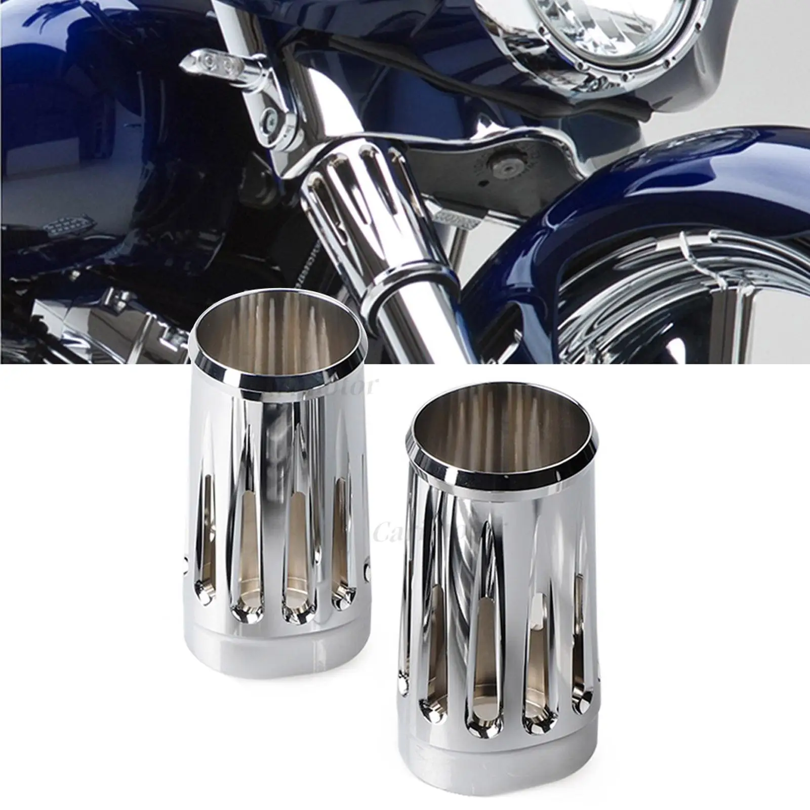 

2X Chrome CNC Fork Boot Slider Cover Fit For Harley Touring Road King Glide 84+