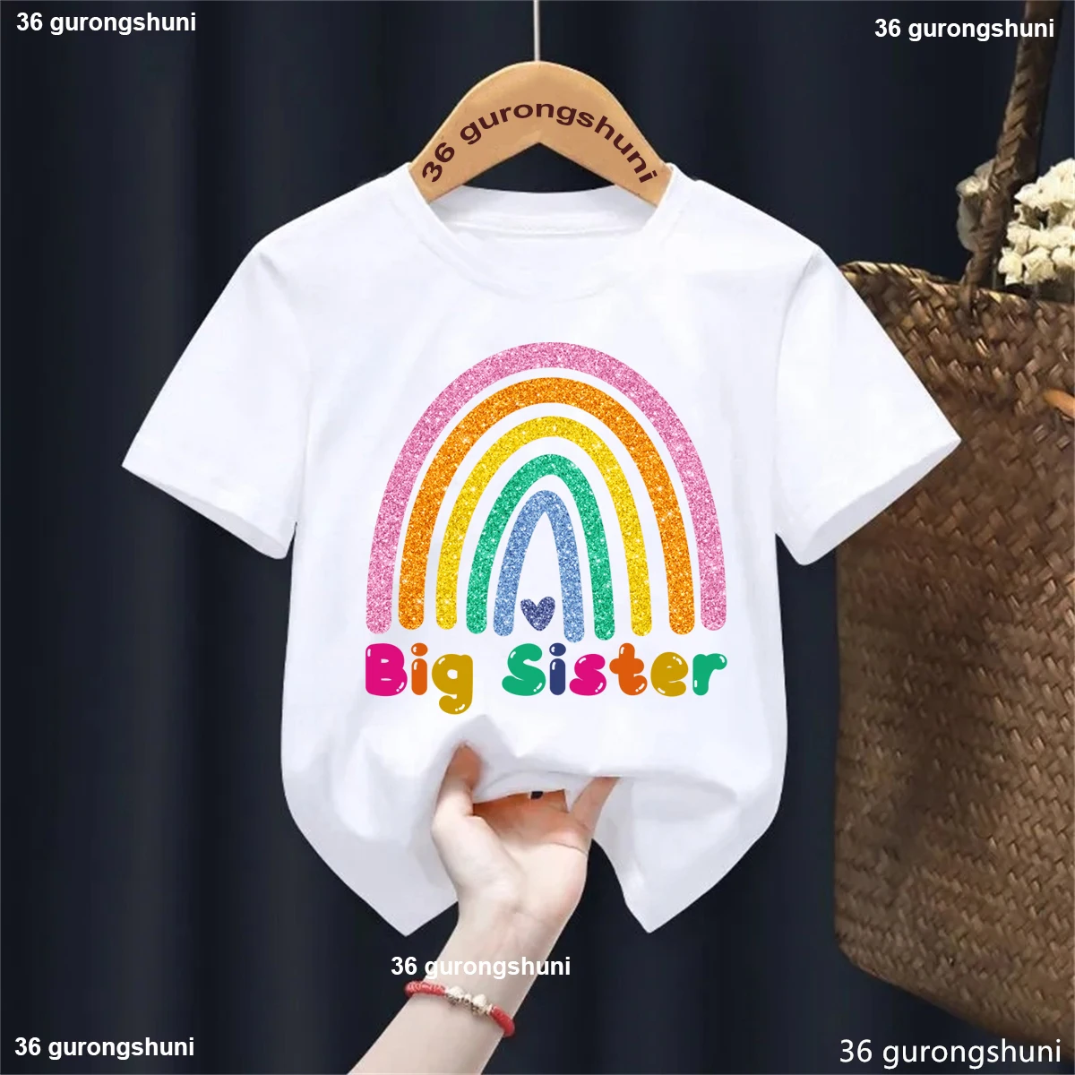 Big Sister Loading 2025 Letter Printed Tshirt Girls Funny Kids Clothes Harajuku Kawaii Children\'S Clothing T-Shirt Tops