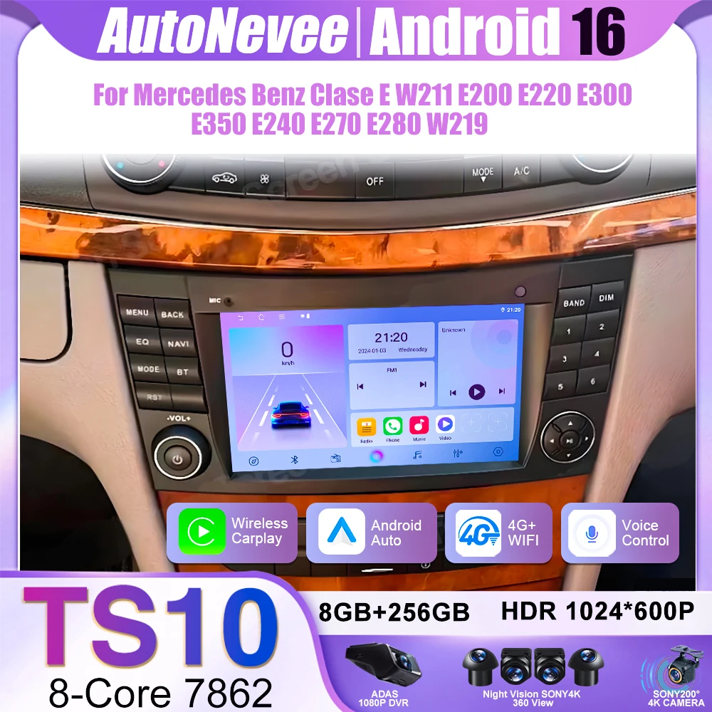 7 Inch Car Radio For Mercedes Benz Clase E W211 E200 E220 E300 E350 E240 E270 E280 W219 Multimedia Video Player Android16 GPS4G