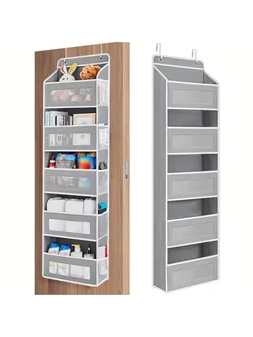 5 Raflı Askılı Depolama Düzenleyici - Kapı Arkası, Devrilme Önleyici, 5 Büyük Kapasiteli Cep, Yatak Odası, Banyo için Uygun