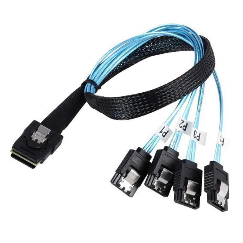 

Mini-SAS SFF-8087 To 4 SATA Cable Mini SAS 4i SFF8087 36P To 4 SATA 7P Cable 12Gbps 0.5M 1M