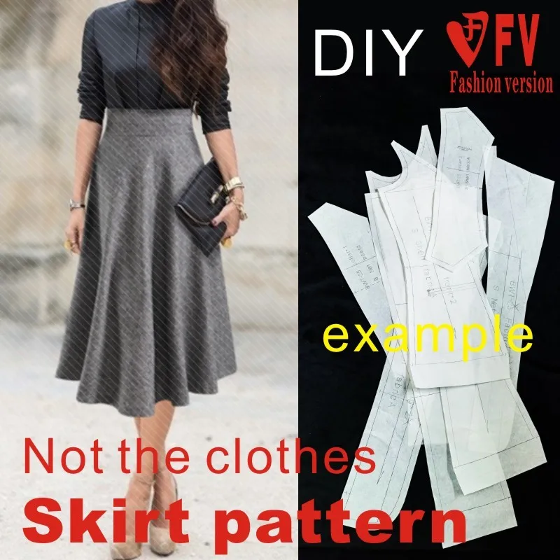 Cutting drawing women's mid-high waist autumn and winter woolen material long skirt 1:1 garment making pattern BBQ-16