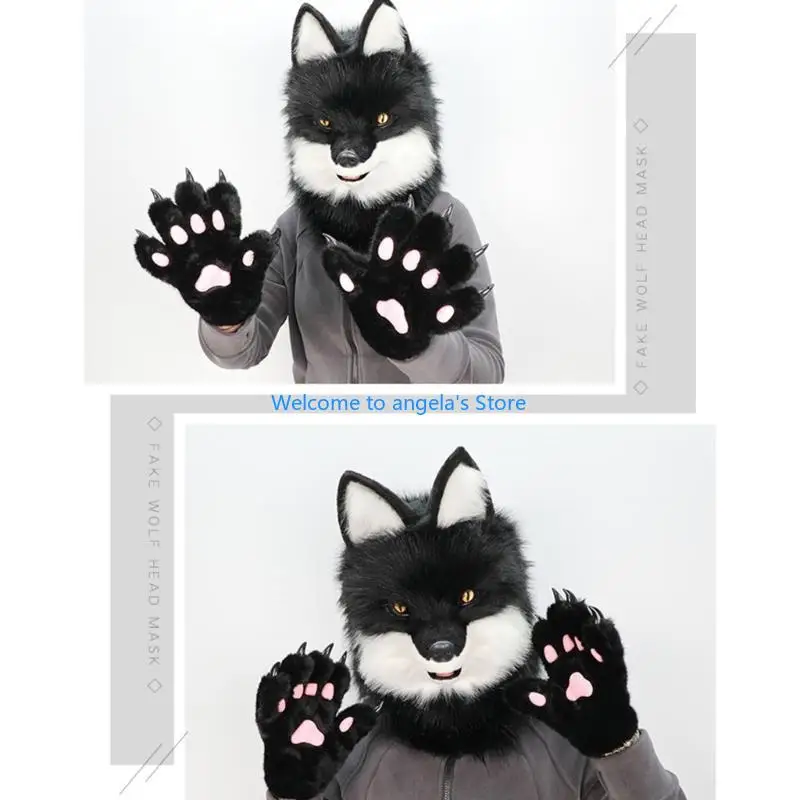 X4YC Life Like Canine Full Head Mask Comfortable Headgear Hat Realistic Lookings Design for Cosplay and Theme Event Dressing