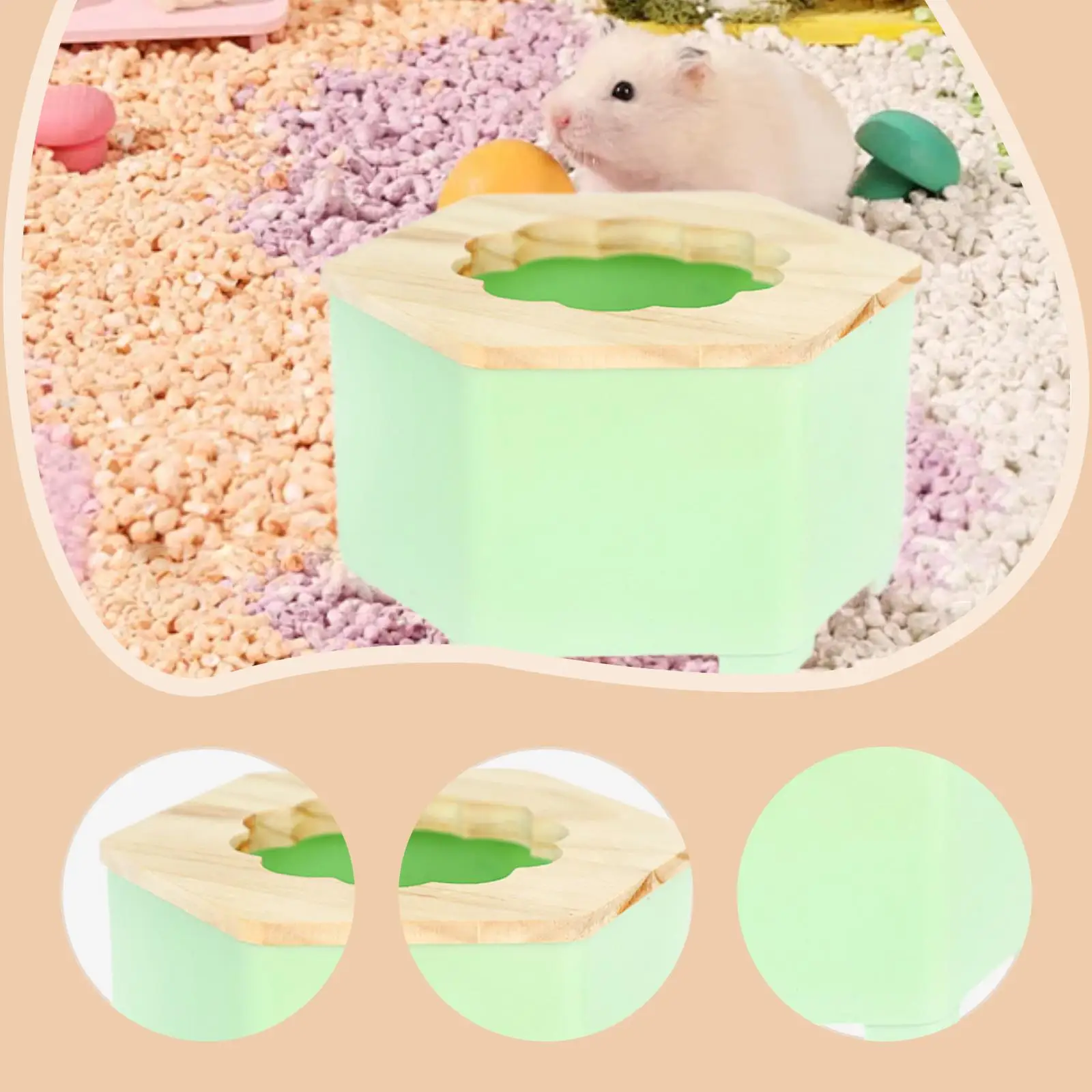 Hamster Bathroom Sand Box Potty with Wooden Lid Multi Function Bathtub for Hamster Cage Large Size