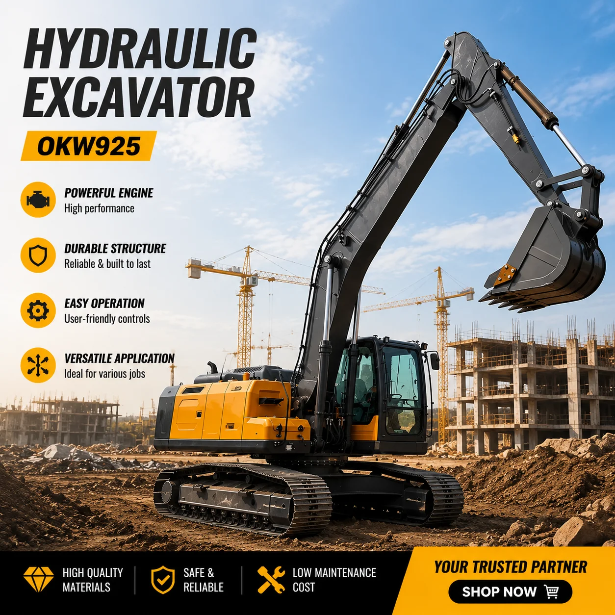 Custom CE Euro 5 Heavy Excavator with Enclosed Cabin for Construction and Infrastructure