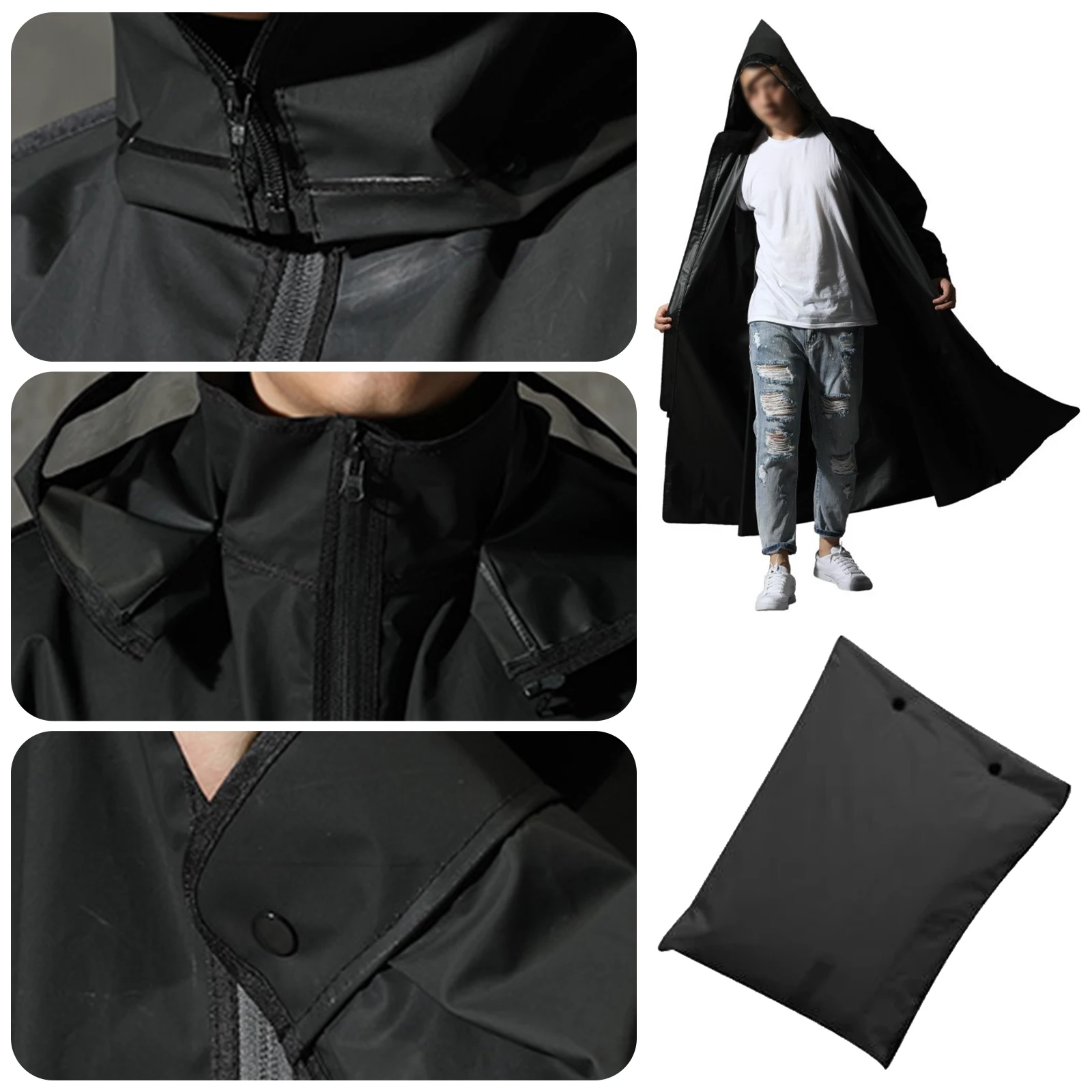 2023 Motorcycle Raincoat Women/Men Zipper Hooded Poncho Motorcycle Rainwear Long Style Hiking Environmental Rain Jacket XL/XXL