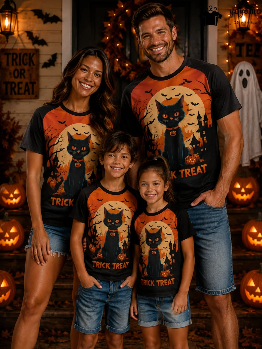 2026 Happy Halloween Family Wear T-Shirt Summer Casual Tops Spooky Season Children's T-Shirt Pumpkins Ghost Halloween Gifts Tops