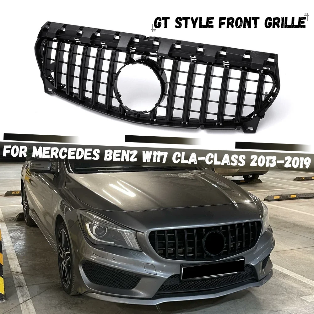 GT Style Front Bumper Center Grille For Mercedes Benz CLA-Class W117 2013-2019 CLA180 CLA200 CLA250 Racing Grille