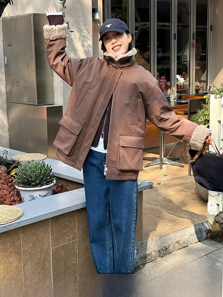 

Женская ретро-куртка Bebbe Home из шерсти с гусиным пухом, модель 2026, зимняя, теплая верхняя одежда с длинными рукавами на молнии