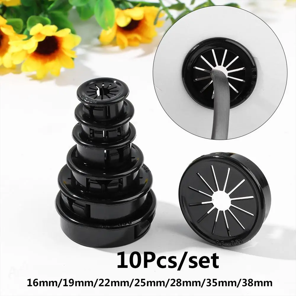 10pcs/set Practical Organizer Office Buckle Line Computer Grommet Wire Hole Cover Line Box Desk Table Cable Fastener