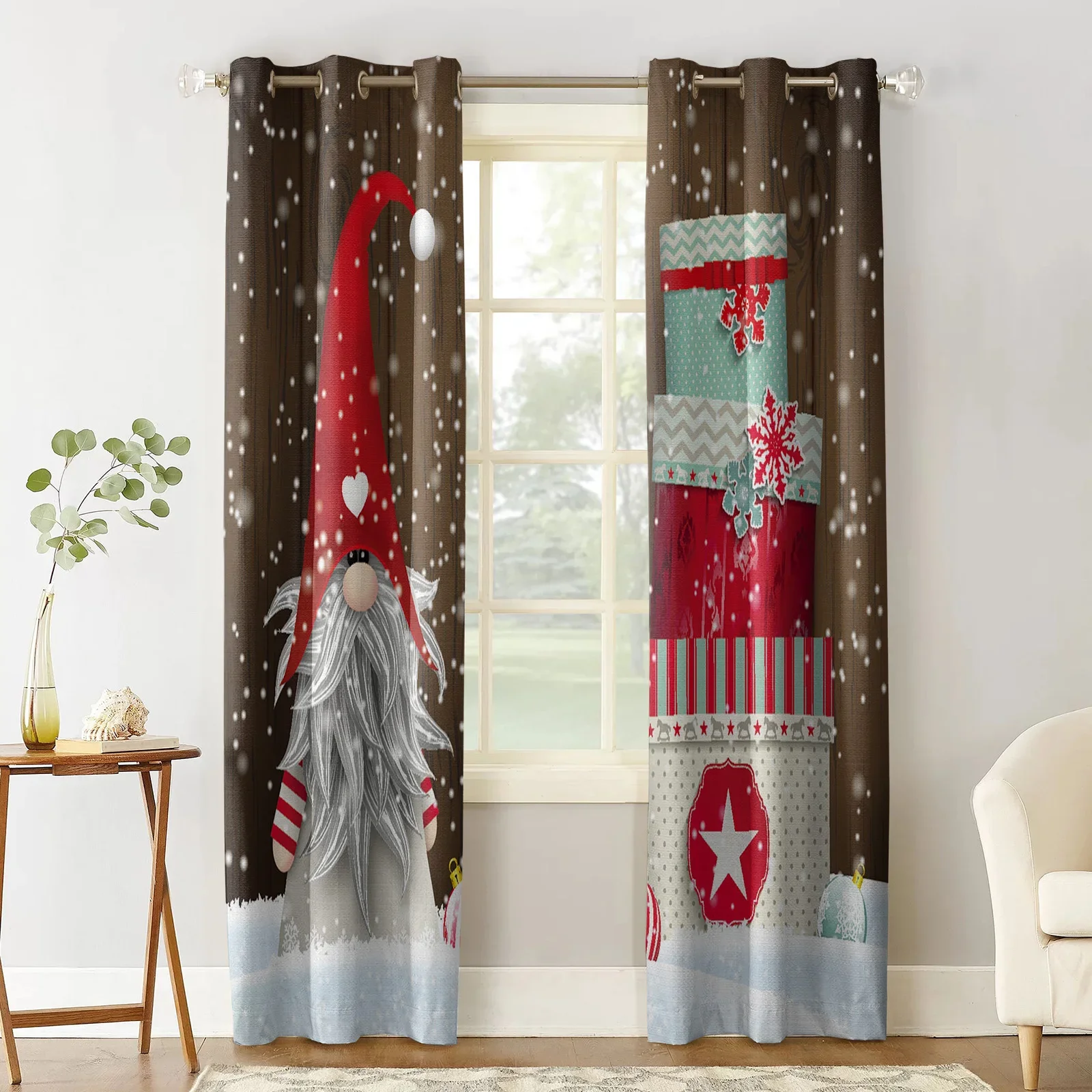 Santa Claus Christmas Decoration Christmas Blackout Curtains 3D Print Window Curtain Bedroom Living Room Decor Window Treatments