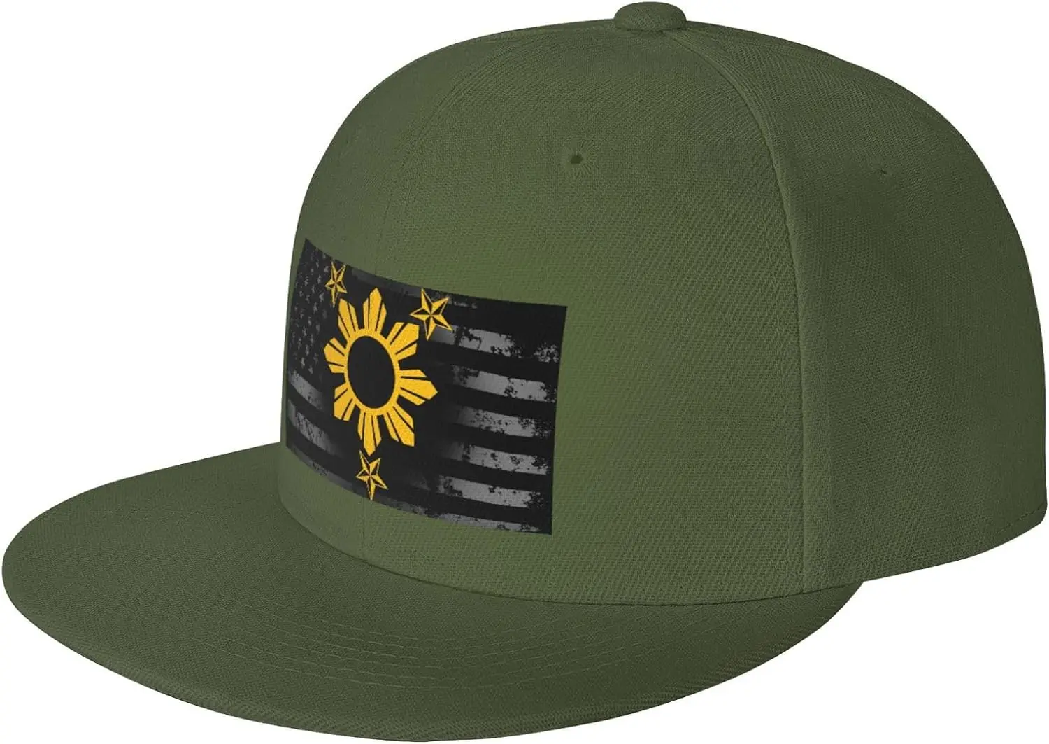 3 Stars and Sun Filipino Philippines Flag Hat Adult Adjustable Baseball Cap Trucker Hats Moss Green