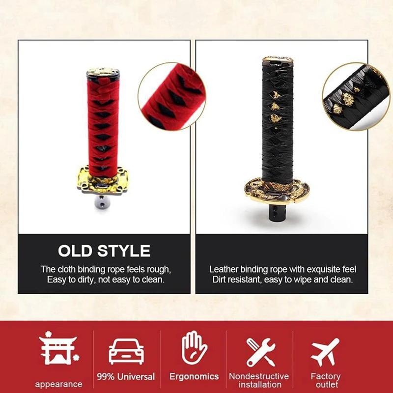 Super Sale Universal Samurai Gearbox Handle Shift Knob 150MM Automatic Transmission Handle with Button Gear Shifter Lever Knob