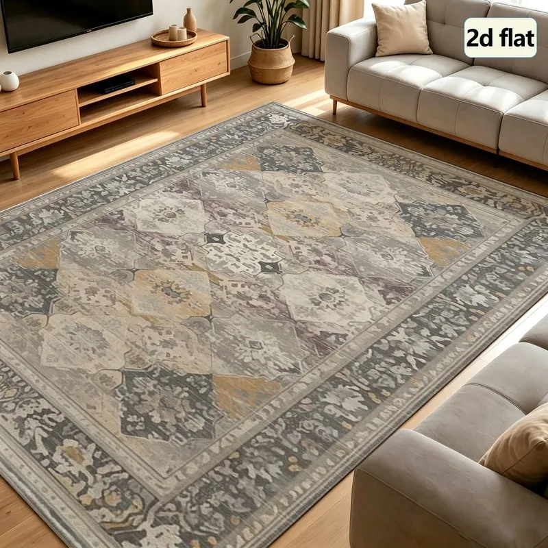 1 Piece of Vintage Traditional Carpet, Soft and Comfortable, Easy to Maintain, Machine Washable, Indoor Rug, Suitable for under Dining Tables, Farmhouses, Living Rooms, Bedrooms, Dining Rooms, Offices, Hallways, Entrances, and Home Decor.