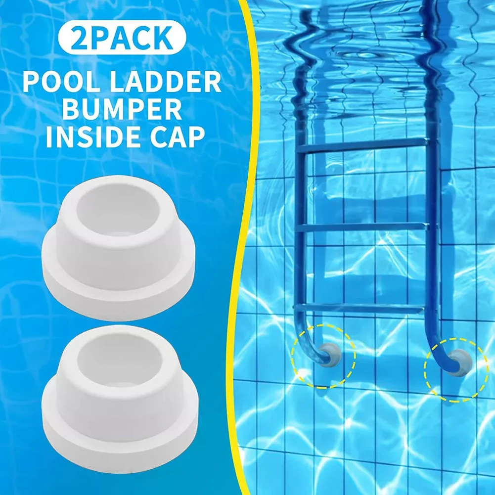 2PCS Rubber Ladder Pad For Swimming Pool Ladder Pool Ladder Bumpers White Inner Cover Compatible With 1.9-inch Ladder Tubes