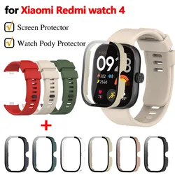 9D Glass Case Strap For Redmi Watch 4 PC Hard Cover Screen Protector Watchband Bracelet for Xiaomi Redmi Watch4 Accessorie