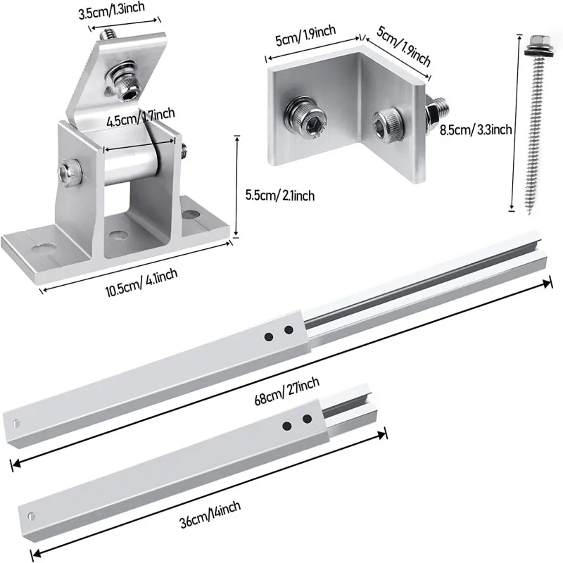 Aluminum  Adjustable Solar Panel Tilt Mounting Brackets for 30 inch 100W Modules RV Roof Boat Shed Trailer