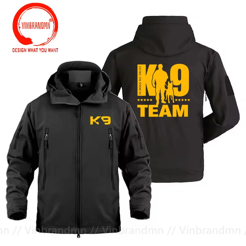 TRAINER K9 Team K-9 Unit Malinois Training Shark Skin Soft Shell Jackets Men Tactical Windproof jacket Army Combat Jackets