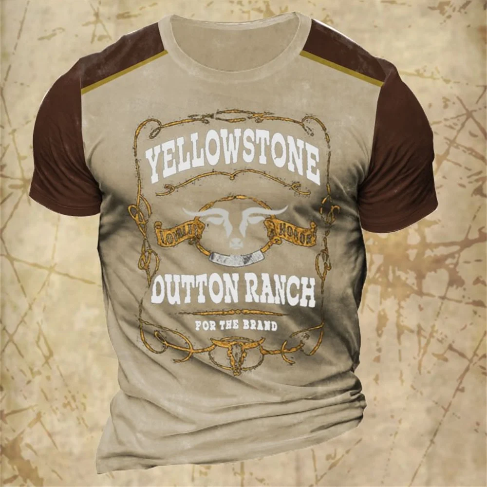 Yellowstone National Park Vintage Men T Shirt 3d Print T-Shirts Oversized Short Sleeve Tops Tee Outdoor Streetwear Men Clothing