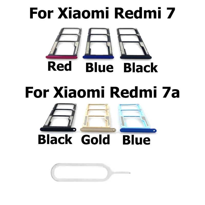 New For Xiaomi Redmi 7 7A SIM Card Slot Tray Holder Reader Socket Connector Container Replacement Repair Parts