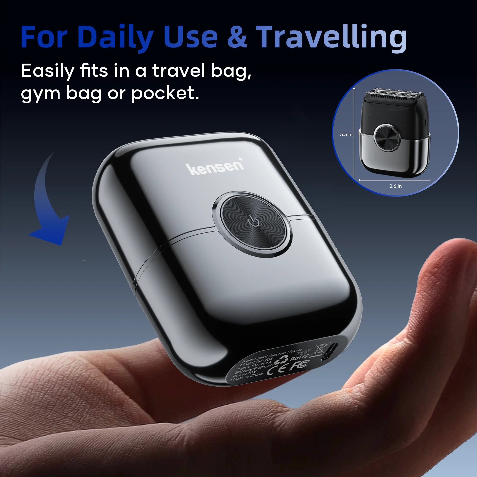 KENSEN S26 남성용 전기 면도기 4D 플로팅 블레이드 호일 면도기 방수 8000RP... - 5