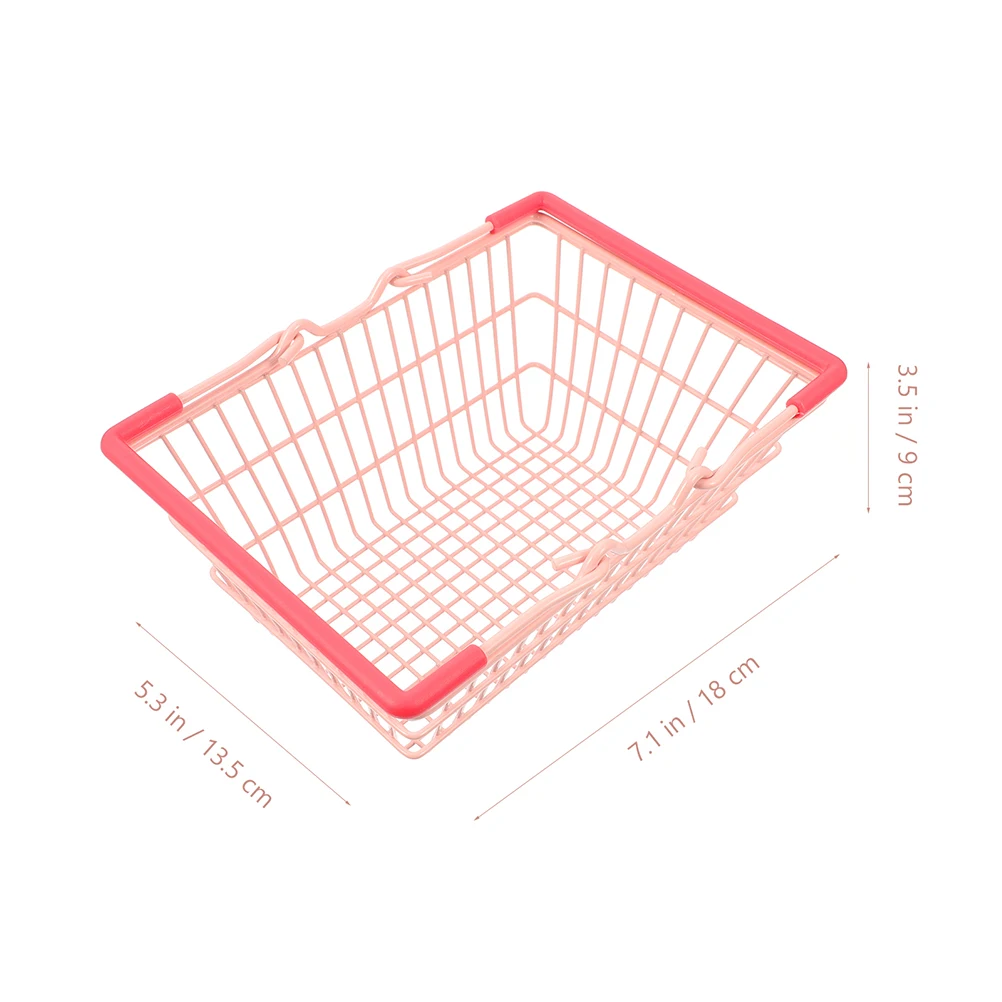 مجموعة واحدة من سلة التسوق المزخرفة الصغيرة وعربة التسوق المدمجة وخفيفة الوزن ورف تخزين وسلة البقالة للسوبر ماركت المنزلي #4