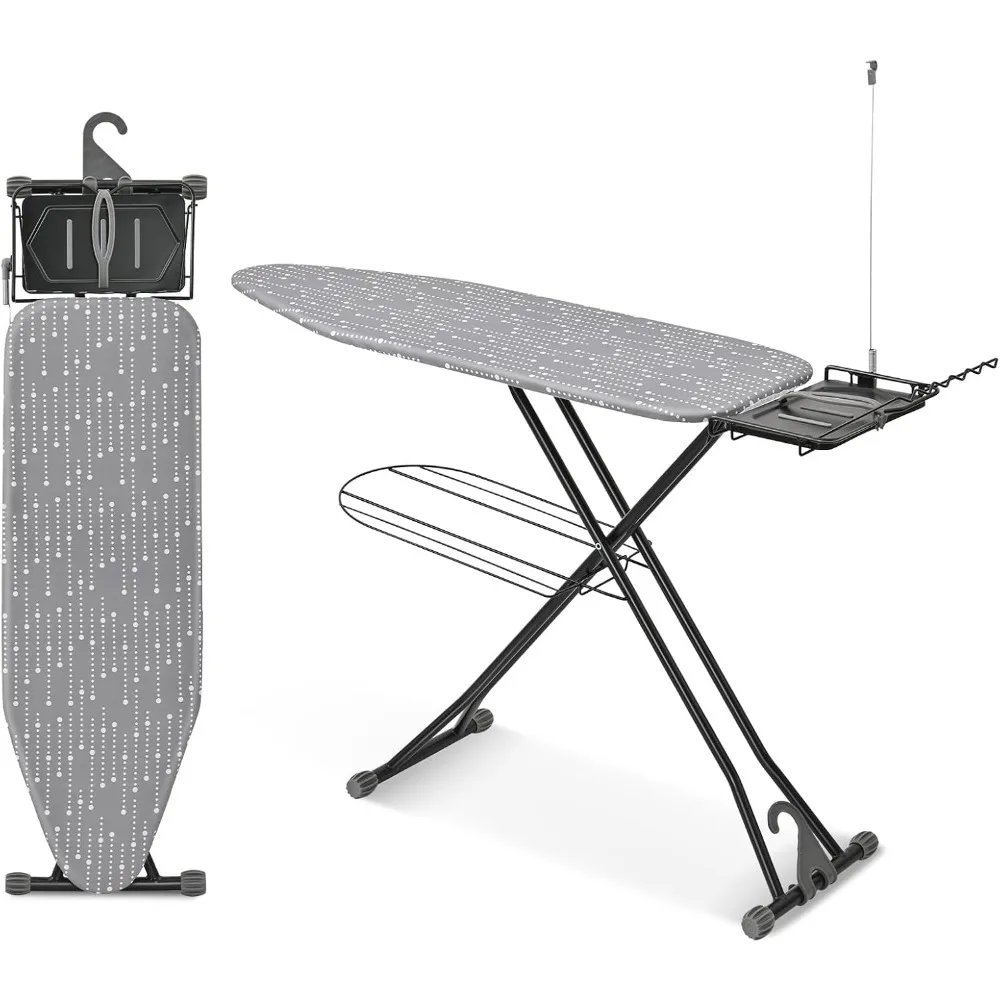 

Adjustable Height Ironing Board, Metal Frame & Heat-Resistant Cover - Durable, Scratch-Proof with Iron Rest - Ideal for